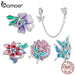 925 Sterling Silver Flower & Bird Bead Butterfly Charms