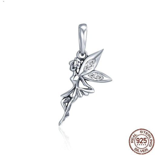 925 Sterling Silver Flower Fairy Dangle Pendant Charms Fit