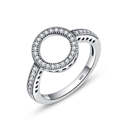 925 Sterling Silver Forever Clear Cz Circle Round Finger