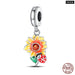 925 Sterling Silver Golden Sunflowers Heart Charms Beads