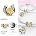 925 Sterling Silver Golden Sunflowers Heart Charms Beads