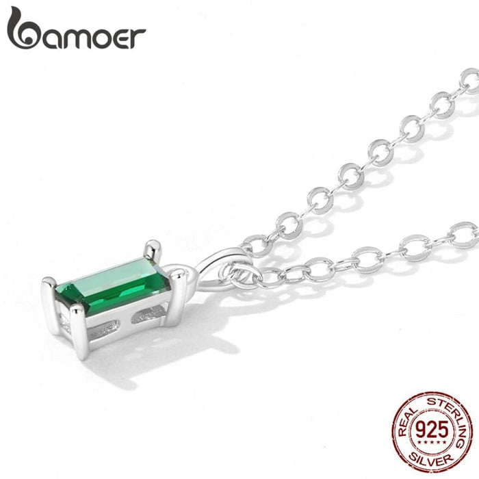 925 Sterling Silver Green Zircon Pendant Necklace For Women