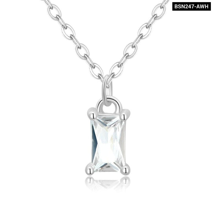 925 Sterling Silver Green Zircon Pendant Necklace For Women