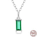 925 Sterling Silver Green Zircon Pendant Necklace For Women