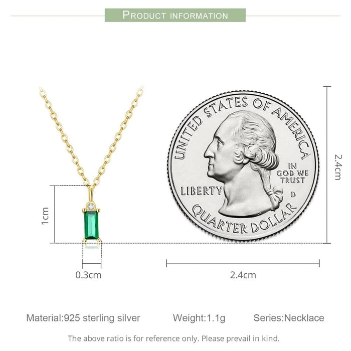 925 Sterling Silver Green Zircon Pendant Necklace For Women