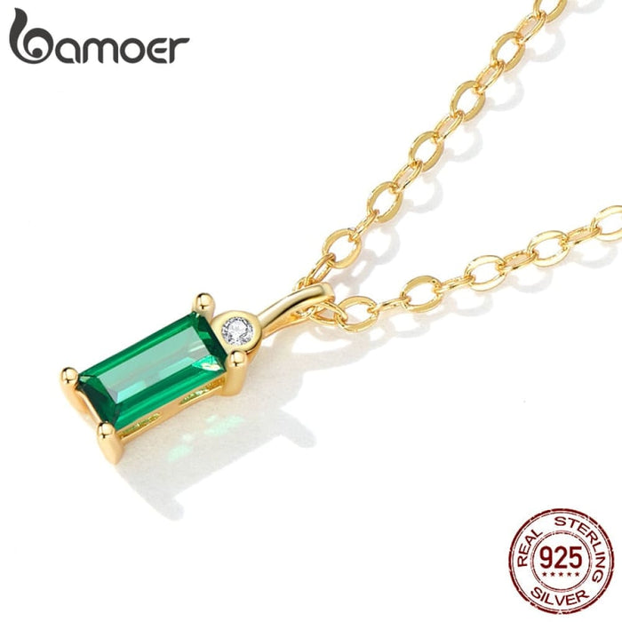 925 Sterling Silver Green Zircon Pendant Necklace For Women