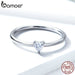 925 Sterling Silver Heart Clear Cz Simple Finger Rings