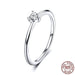 925 Sterling Silver Heart Clear Cz Simple Finger Rings