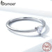 925 Sterling Silver Heart Clear Cz Simple Finger Rings