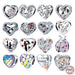 925 Sterling Silver Heart-shape Collection Charms Cat Love