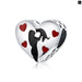 925 Sterling Silver Heart-shape Collection Charms Cat Love