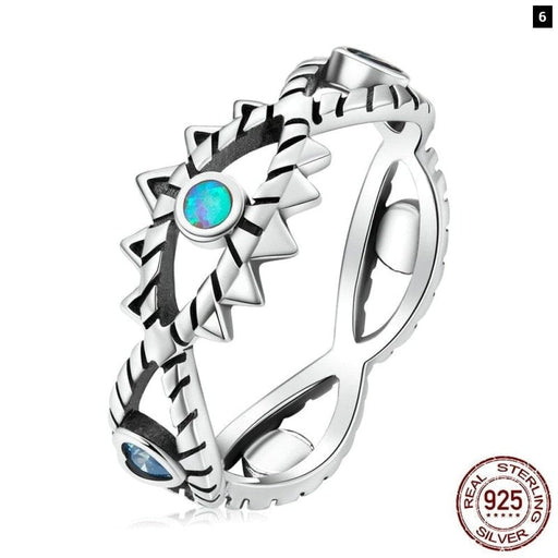 925 Sterling Silver Hollow Design Shining Demon Eye Ring