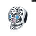 925 Sterling Silver Hollow Skull Charm Blue Zircon Cobweb