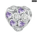 925 Sterling Silver Infinite Love Bead Purple Heart Zircon