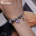 925 Sterling Silver Infinite Love Bead Purple Heart Zircon