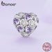 925 Sterling Silver Infinite Love Bead Purple Heart Zircon