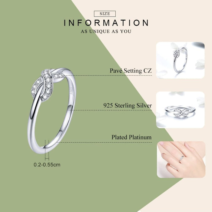 925 Sterling Silver Infinity Love Infinite Clear Cz Rings