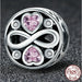 925 Sterling Silver Infinity Love Pink Heart Crystal Beads