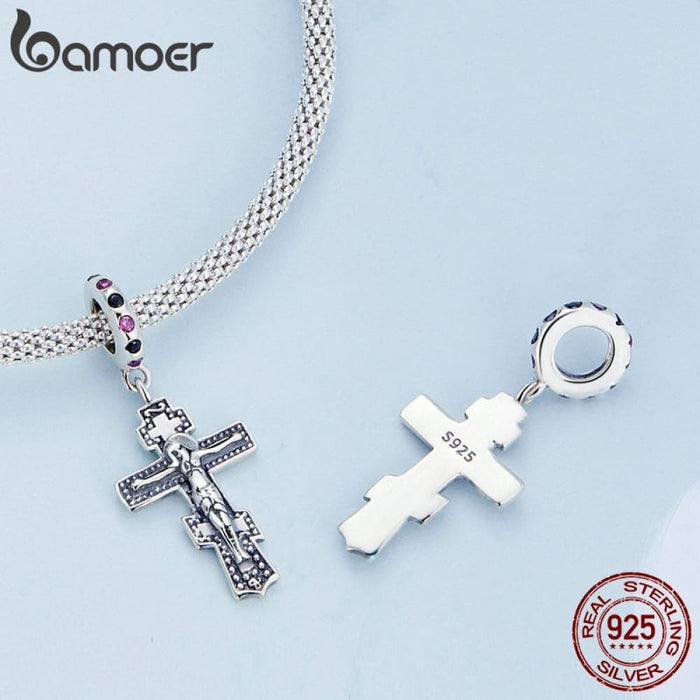 925 Sterling Silver Jesus & Cross Pendant Fit Women Diy