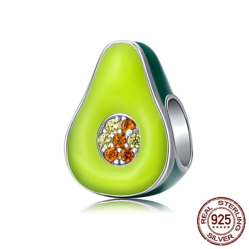 925 Sterling Silver Jewelry Green Enamel Avocado Fruit