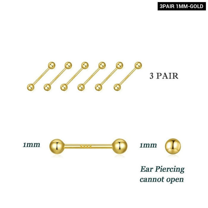 925 Sterling Silver Keep Ear Piercing 999 Ball Stud