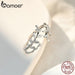 925 Sterling Silver Korean Style Delicate Leaf Open Ring