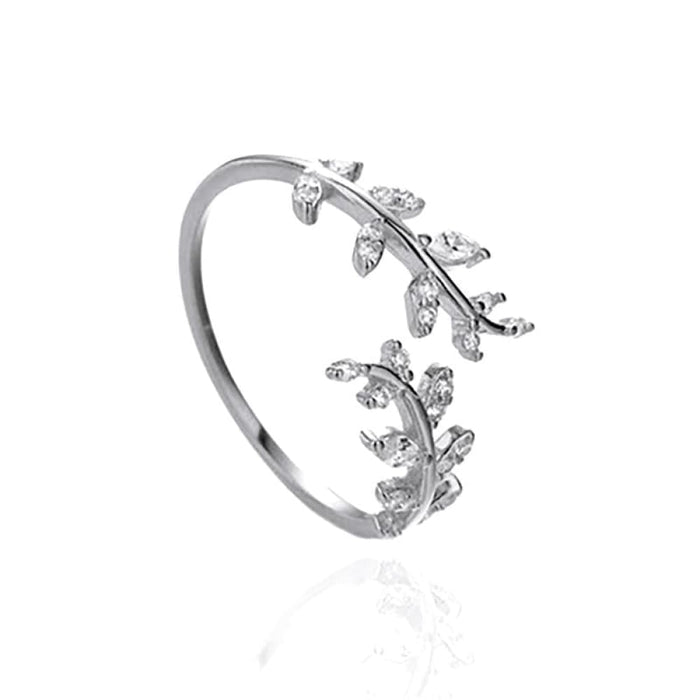 925 Sterling Silver Korean Style Delicate Leaf Open Ring