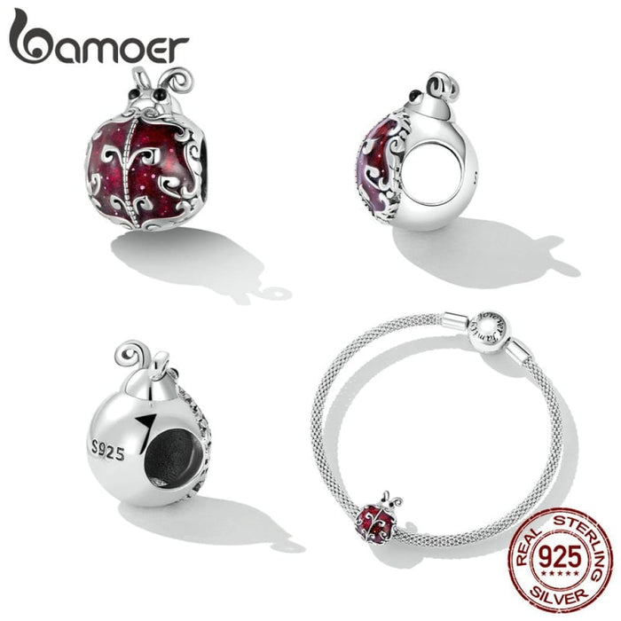 925 Sterling Silver Ladybug Charm Fit Diy Bracelet & Bangle