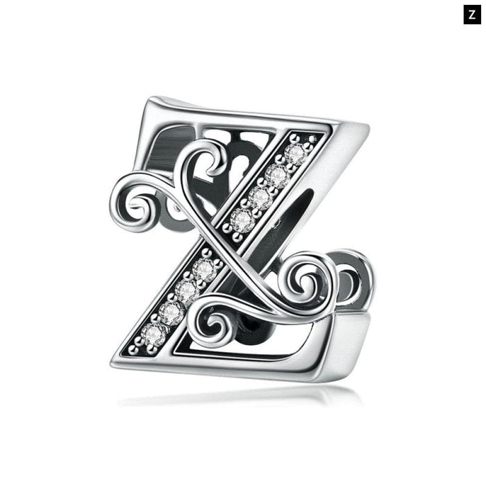 925 Sterling Silver Letter a To z 26 Charms Openwork Cz