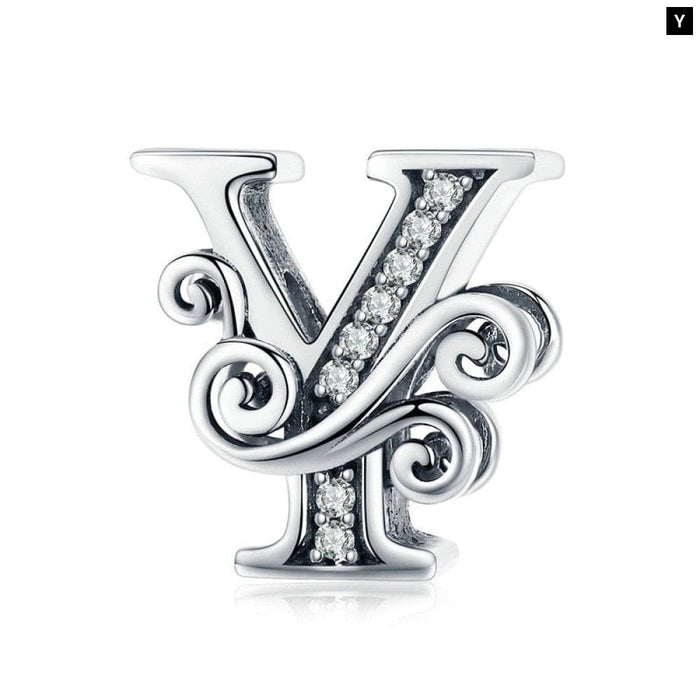 925 Sterling Silver Letter a To z 26 Charms Openwork Cz