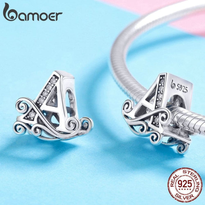 925 Sterling Silver Letter a To z 26 Charms Openwork Cz