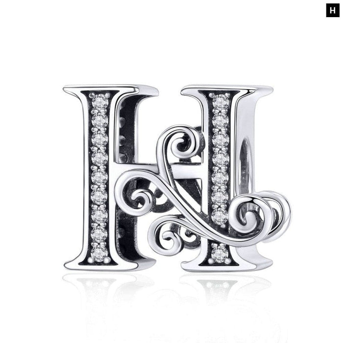 925 Sterling Silver Letter a To z 26 Charms Openwork Cz