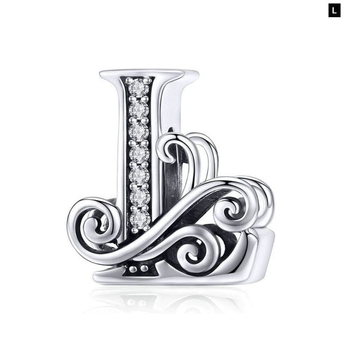 925 Sterling Silver Letter a To z 26 Charms Openwork Cz