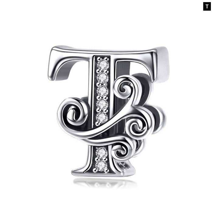 925 Sterling Silver Letter a To z 26 Charms Openwork Cz