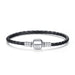 925 Sterling Silver Long Double Pink Black Braided Leather