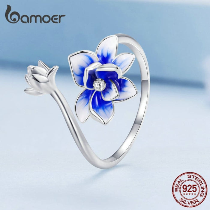 925 Sterling Silver Lotus Opening Ring Flower Adjustable