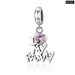 925 Sterling Silver i Love My Family Heart Dangle Charms