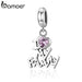 925 Sterling Silver i Love My Family Heart Dangle Charms