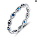 925 Sterling Silver Lucky Eye Ring Blue Crystal Crown Heart