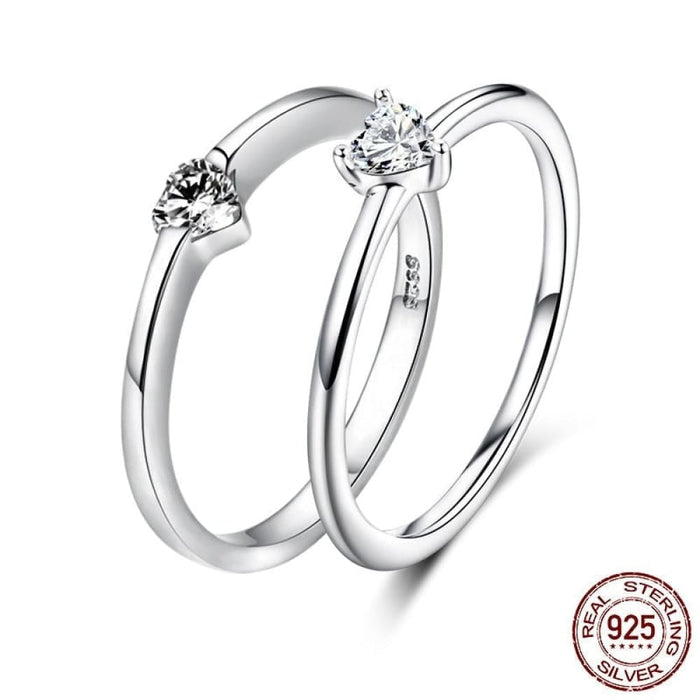 925 Sterling Silver Luminous Finger Ring Simple Heart