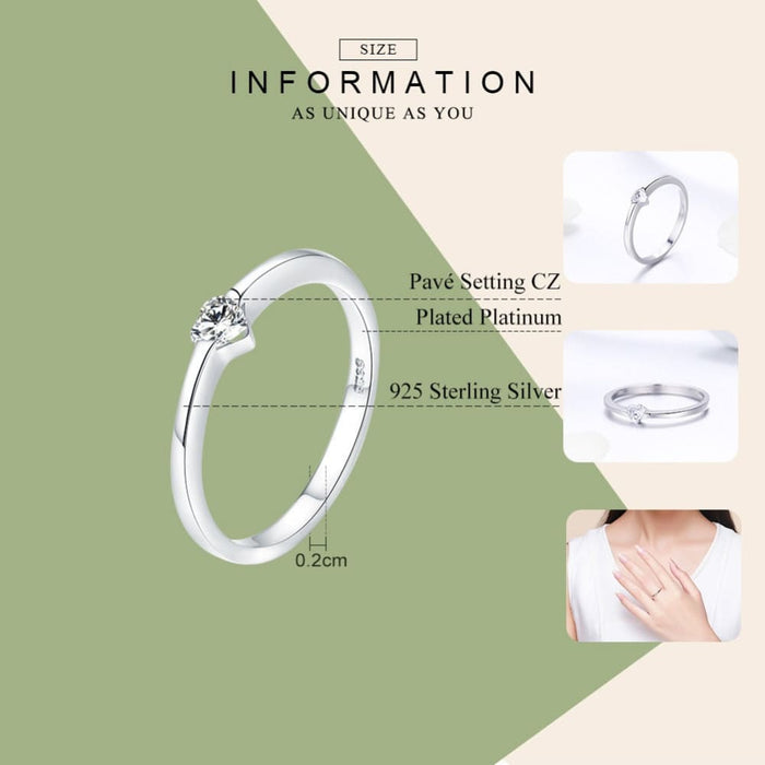 925 Sterling Silver Luminous Finger Ring Simple Heart