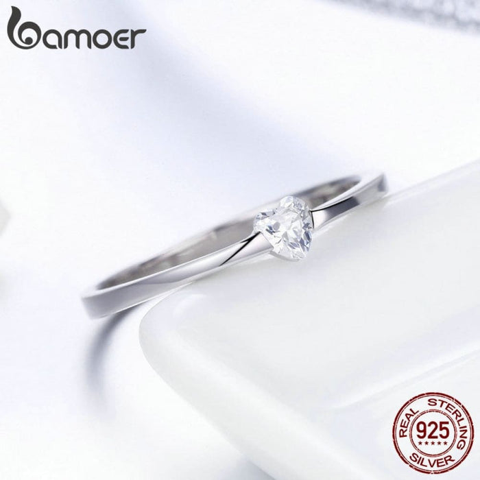 925 Sterling Silver Luminous Finger Ring Simple Heart