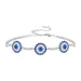 925 Sterling Silver Luxury Round Blue Evil Eyes Clear Cubic