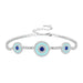 925 Sterling Silver Luxury Round Blue Evil Eyes Clear Cubic