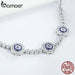 925 Sterling Silver Luxury Round Blue Evil Eyes Clear Cubic