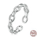 925 Sterling Silver Metal Chain Adjustable Ring For Women