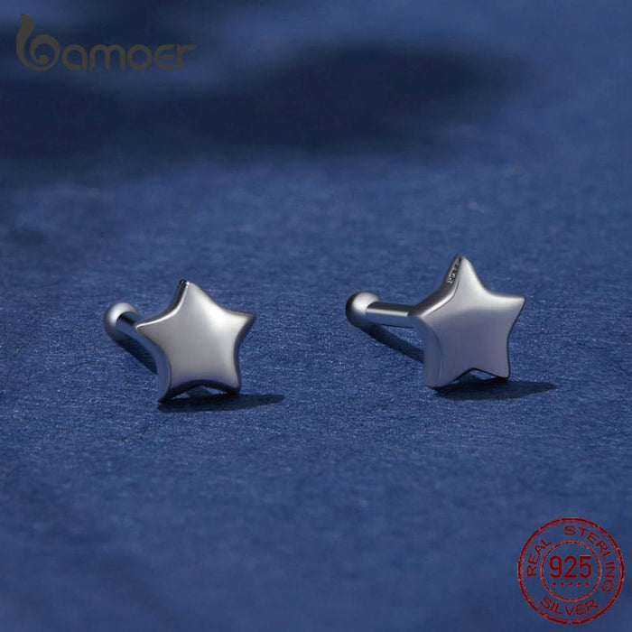 925 Sterling Silver Mini Heart Star And Moon Stud Earrings