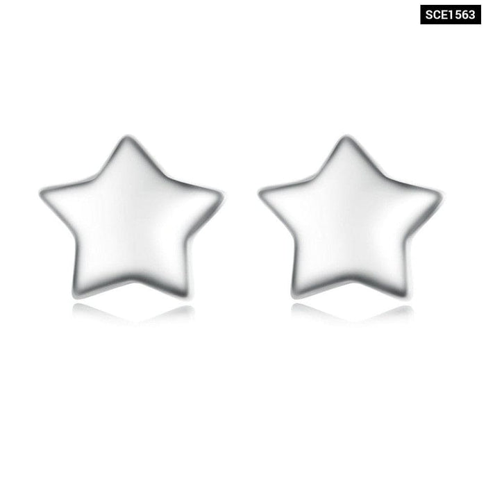 925 Sterling Silver Mini Heart Star And Moon Stud Earrings