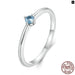 925 Sterling Silver Minimalist Blue Zircon Ring For Women