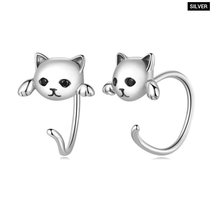 925 Sterling Silver Minimalist Cute Tail Stud Earrings